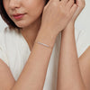 14K Y Gold 7" 0.68ctw White Sapphire Beaded Bar Bracelet