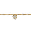 14K Y Gold 7" 0.22ctw White Sapphire Beaded Bracelet with Heart Charm