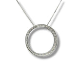 SS 1.00ct F-G/VS2 Lab Created Diamond Circle Pendant with Box 18"Chain