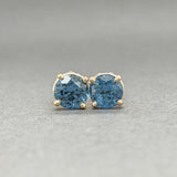 Estate 14K Y Gold Blue Topaz Stud Earrings