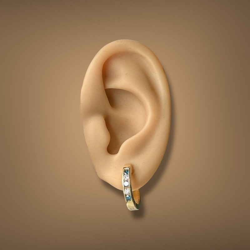 Estate 14K Y Gold 0.53ctw Fancy Blue-H/SI1-2 Diamond Huggie Earrings