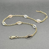 Estate 14K Tricolor Gold 10” Anklet
