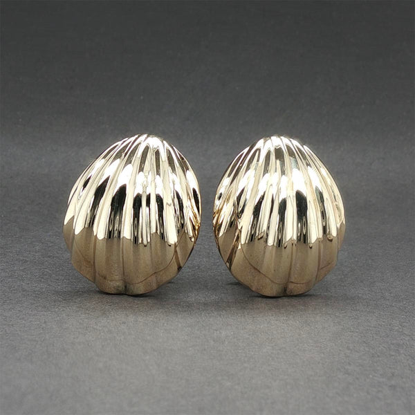 Estate 14K Y Gold Shell Dome Earrings