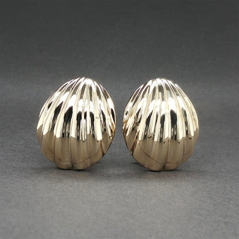 Estate 14K Y Gold Shell Dome Earrings