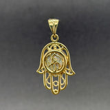 Estate 14K Y Gold Glass Hamsa Pendant