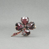 Estate Retro 14K R Gold 8.71 Garnet Clover Brooch