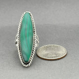 Estate SS 22.84ct Malachite Navette Ring