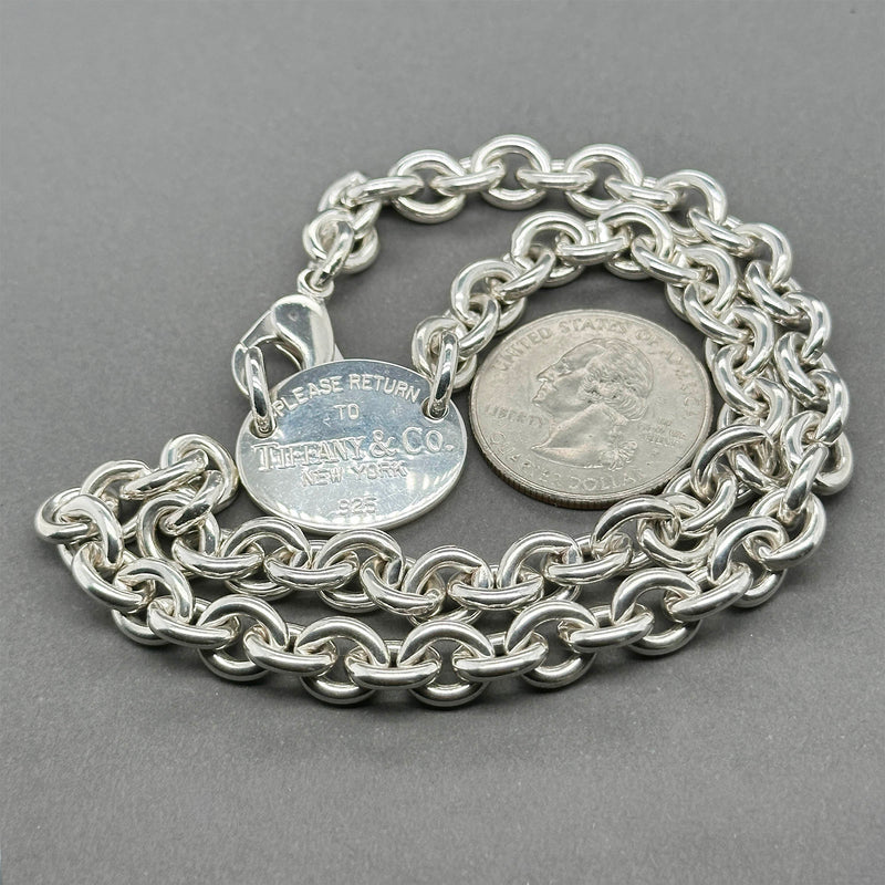 Estate Tiffany & Co. SS Oval Please Return To Necklace