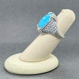 Estate Judith Ripka SS Turquoise & CZ Cocktail Ring