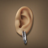 Estate 14K W Gold 0.84ctw Diamond J Hoop Earrings