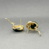 Estate 14K Y Gold Onyx Button Earrings