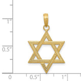 14K Y Gold Textured Star Of David Pendant 1.3grms