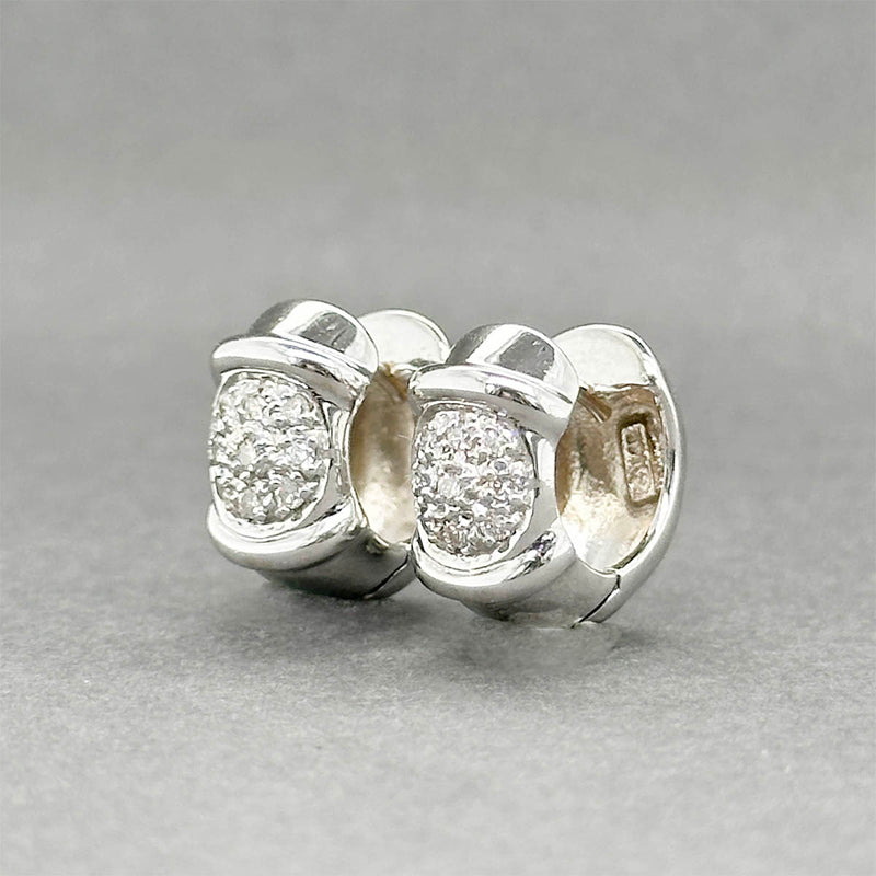 Estate 14K W Gold 0.19ctw Diamond Huggie Earrings