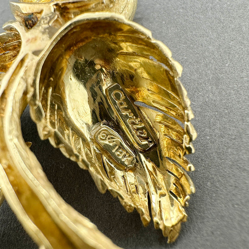 Estate Cartier 18K Y Gold 0.42ctw Diamond Flower Brooch