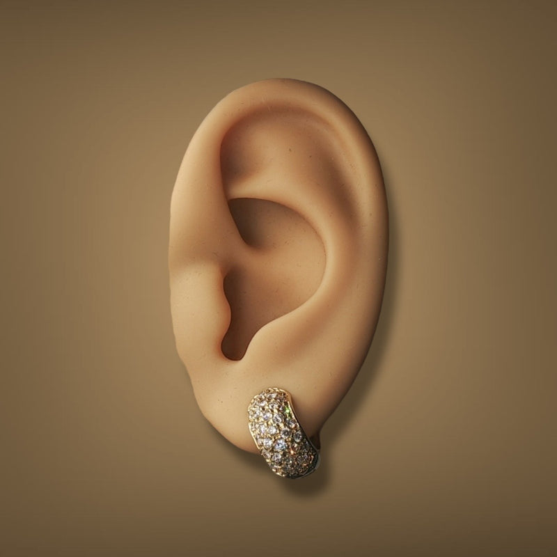 Estate 14K Y Gold 1.07ctw Diamond Huggie Earrings