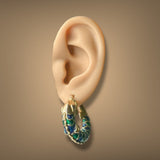 Estate 18K Y Gold Enamel Fish Hoop Earrings