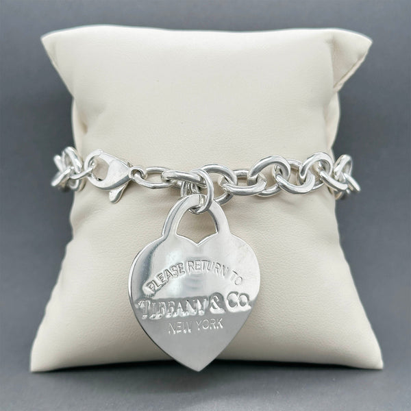 Estate Tiffany & Co. SS XL Please Return Heart Tag Bracelet