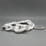Estate SS CZ Heart Toggle Curblink Bracelet