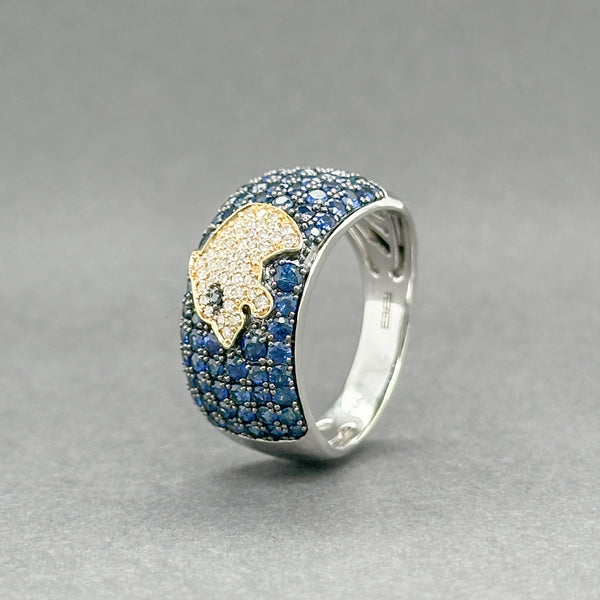 Estate Effy 14K W Gold 2.05ctw Sapphire & 0.19ctw G-H/SI1 Diamond Signature Panther Ring