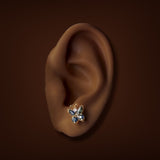 Estate 14K TT Gold 1.08ctw Sapphire & 0.03ctw Diamond Butterfly Earrings