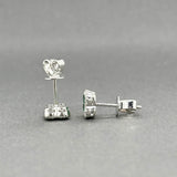 Estate 14K W Gold 0.34ctw Emerald & 0.11ctw Diamond Stud Earrings