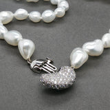 Estate Platinum 0.60ctw Diamond & Freshwater Pearl Bean Necklace