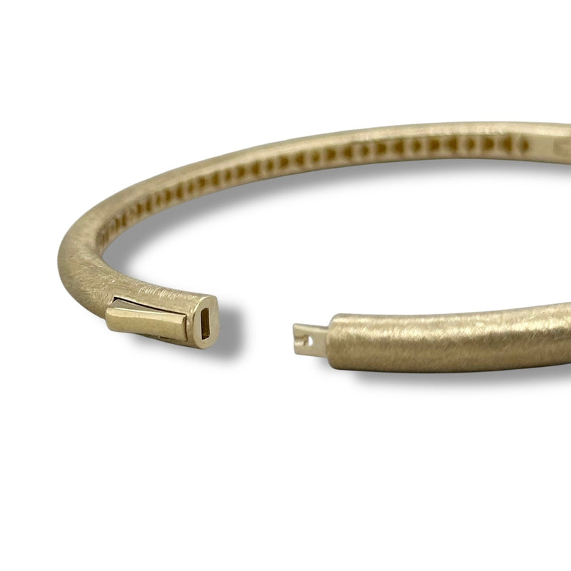 14K Y Gold 0.32ctw  F/SI1 Brushed Finish Diamond Bangle