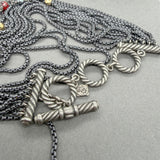 Estate David Yurman SS 18 9.70ctw Garnet & Hematite Multistrand Necklace