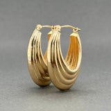 Estate 14K Y Gold Scalloped Oval Hoop Earrings