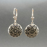 Estate 14K Y Gold Onyx Filigree Drop Earrings