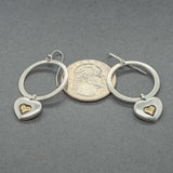 Estate SS 14 Heart Circle Dangle Earrings