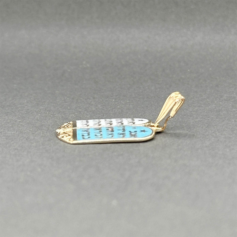 Estate 14K Y Gold Enamel 10 Commandments Pendant