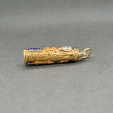 Estate 14K Y Gold Enamel Mezuzah Pendant