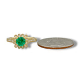 14K Y Gold 0.81ctw Emerald 0.17ctw Diamond H/SI1 Halo Ring