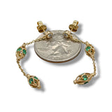 14K Y Gold 0.10ctw I-I1 Diamond and 0.73ctw Emerald Drop Earrings