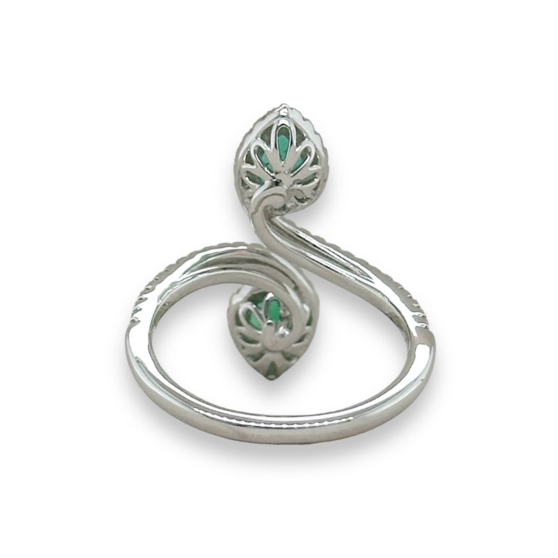 18K W Gold 0.74ctw Emerald and H/SI1 0.36ctw Diamond Ring - Walter Bauman Jewelers