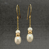 Estate 14K Y Gold Freshwater Pearl Drop Earrings