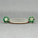 Estate 14K Y Gold 0.60ctw Emerald & 0.13ctw Diamond Stud Earrings
