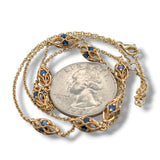 14K Y Gold 2.18ctw 18" Sapphire Station Necklace