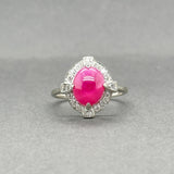 Estate 14K W Gold 3.89ct Lab-Created Star Ruby & 0.27ctw Diamond Ring