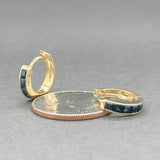 Estate 14K Y Gold 1.20ctw Sapphire Huggie Earrings