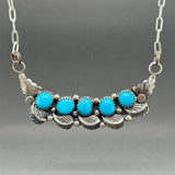Estate SS Turquoise Crescent Necklace