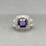 Estate David Yurman SS Amethyst & Diamond Albion Ring