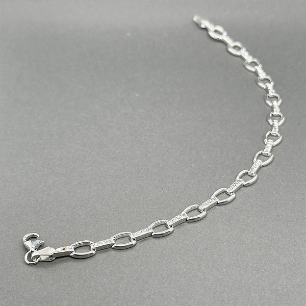 Estate 14K W Gold 6.06mm Stampado Link Bracelet