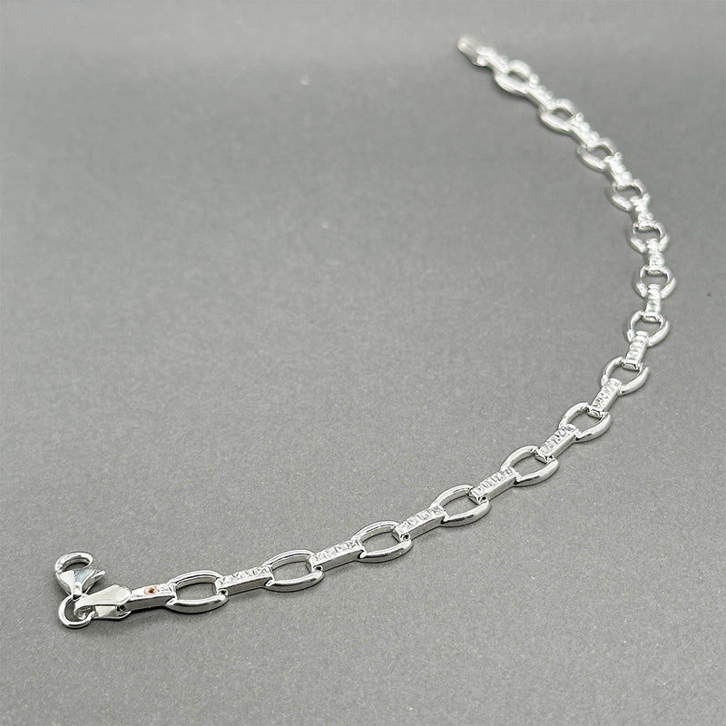 Estate 14K W Gold 6.06mm Stampado Link Bracelet