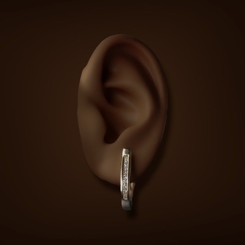 Estate 14K Y Gold 0.38ctw Diamond Hoop Earrings