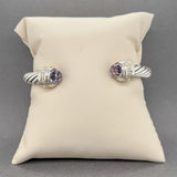 Estate David Yurman SS 4.52ctw Amethyst & 0.30ctw Diamond Cable Classic Cuff Bracelet
