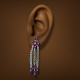 Estate 14K W Gold 6.06ctw Amethyst & Beryl Dangle Earrings