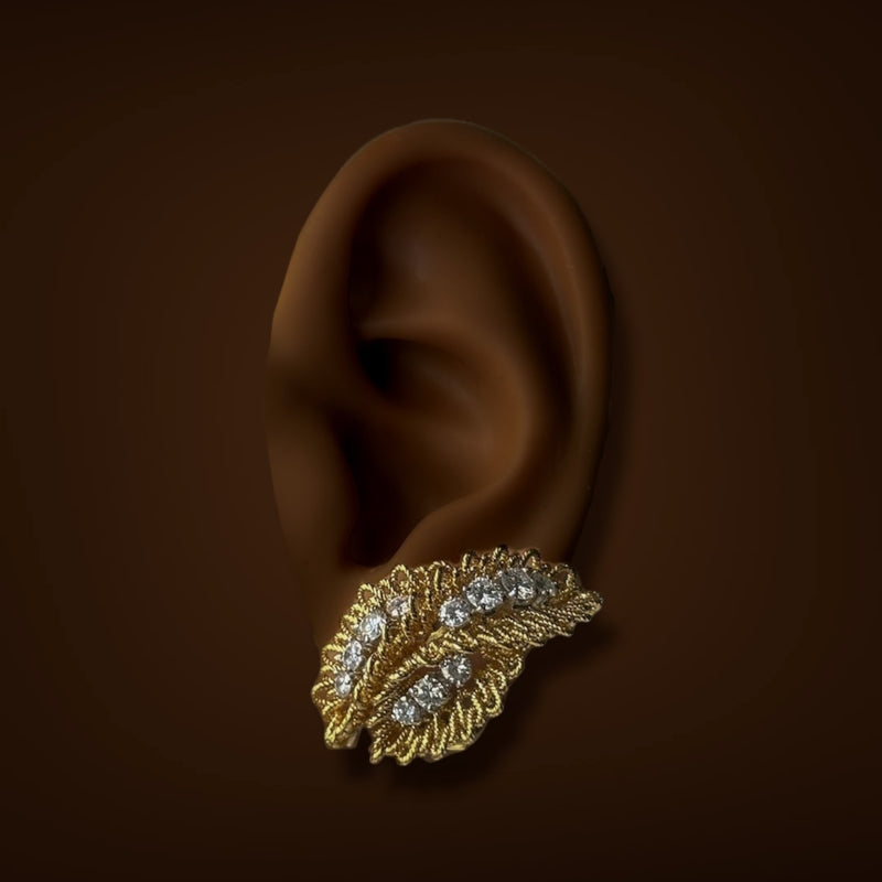 Estate Van Cleef & Arpels 18K Y Gold 1.98ctw Diamond Clip On Earrings