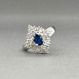 Estate 14K W Gold 0.44ct Sapphire & 0.51ctw Diamond Cluster Ring